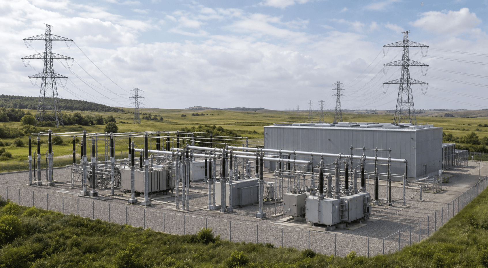 A high-voltage converter station linking regional electricity networks